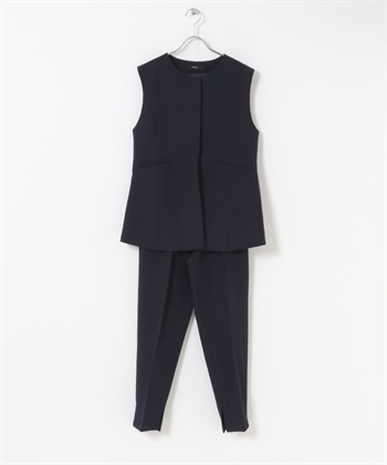 【成套組合】荷葉下襬背心 × 錐形褲(藏青色-TALL-NAVY)