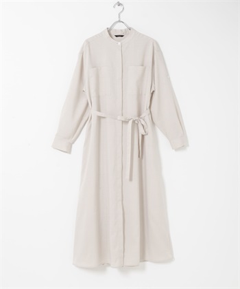 可機洗仿亞麻襯衫洋裝(淺膚色-FREE-L.BEIGE)