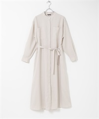 可機洗仿亞麻襯衫洋裝(淺膚色-FREE-L.BEIGE)