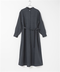 可機洗仿亞麻襯衫洋裝(藏青色-FREE-NAVY)