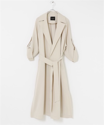 防潑水長版風衣(亞麻色-36-IVORY)