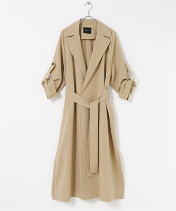 防潑水長版風衣(膚色-36-BEIGE)
