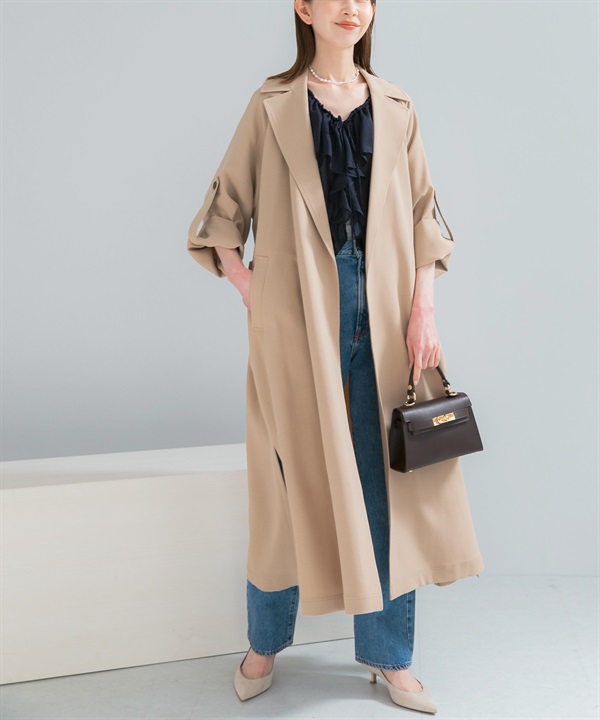 防潑水長版風衣