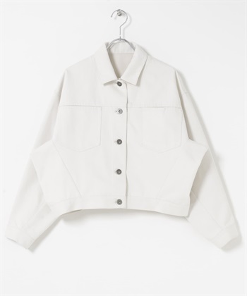 蝙蝠袖牛仔外套(白色-FREE-OFF WHITE)