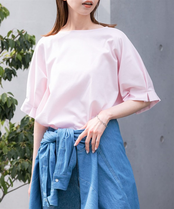 日本製UV CUT涼感打褶袖彈性喬琪紗套衫