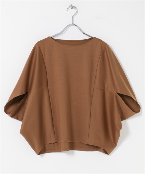 日本製UV CUT涼感五分蝙蝠袖套衫(駝色-FREE-CAMEL)
