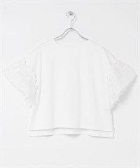 薄紗拼接T恤罩衫(白色-FREE-WHITE)