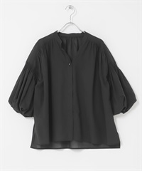 棉質巴里紗氣球袖罩衫(黑色-FREE-BLACK)
