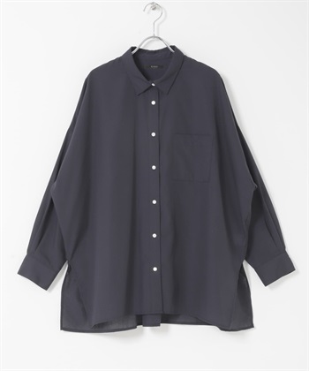 UR TECH 涼感亞麻寬版襯衫(藏青色-FREE-NAVY)