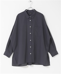 UR TECH 涼感亞麻寬版襯衫(藏青色-FREE-NAVY)