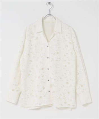 開領蕾絲襯衫(米色-FREE-OFF WHITE)