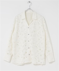 開領蕾絲襯衫(米色-FREE-OFF WHITE)