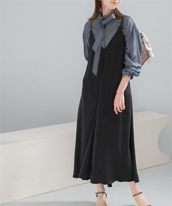 2WAY混銅氨纖維細肩帶洋裝