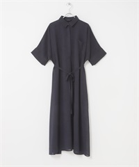 透膚五分袖襯衫洋裝(附襯裙)(藏青色-FREE-NAVY)