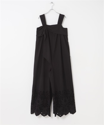 棉質刺繡連身褲(黑色-38-BLACK)