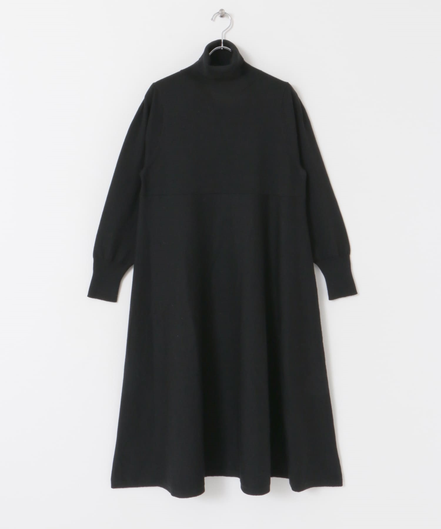 高領傘狀洋裝(黑色-FREE-BLACK)