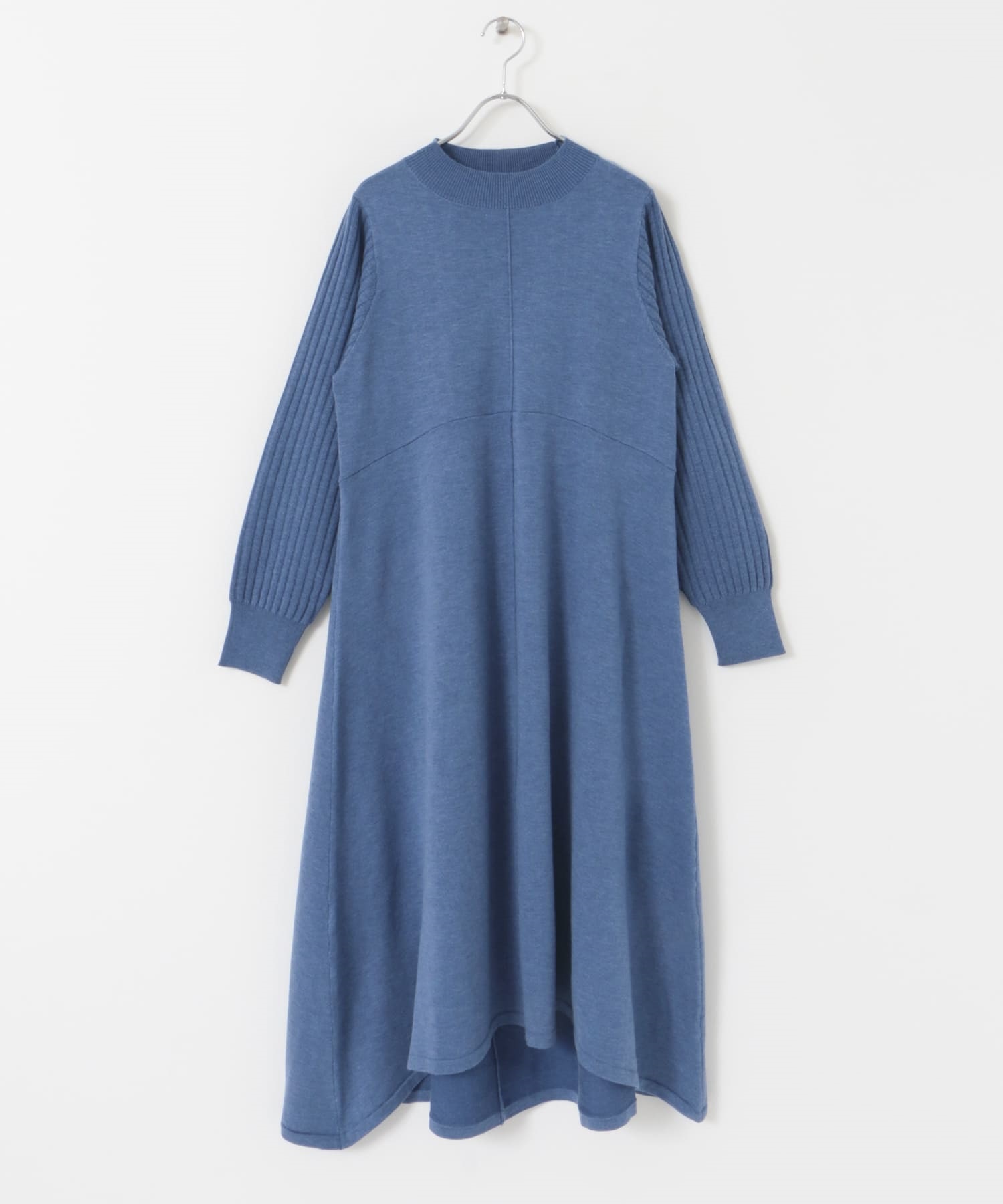UR TECH 高領傘狀洋裝(藍色-FREE-BLUE)
