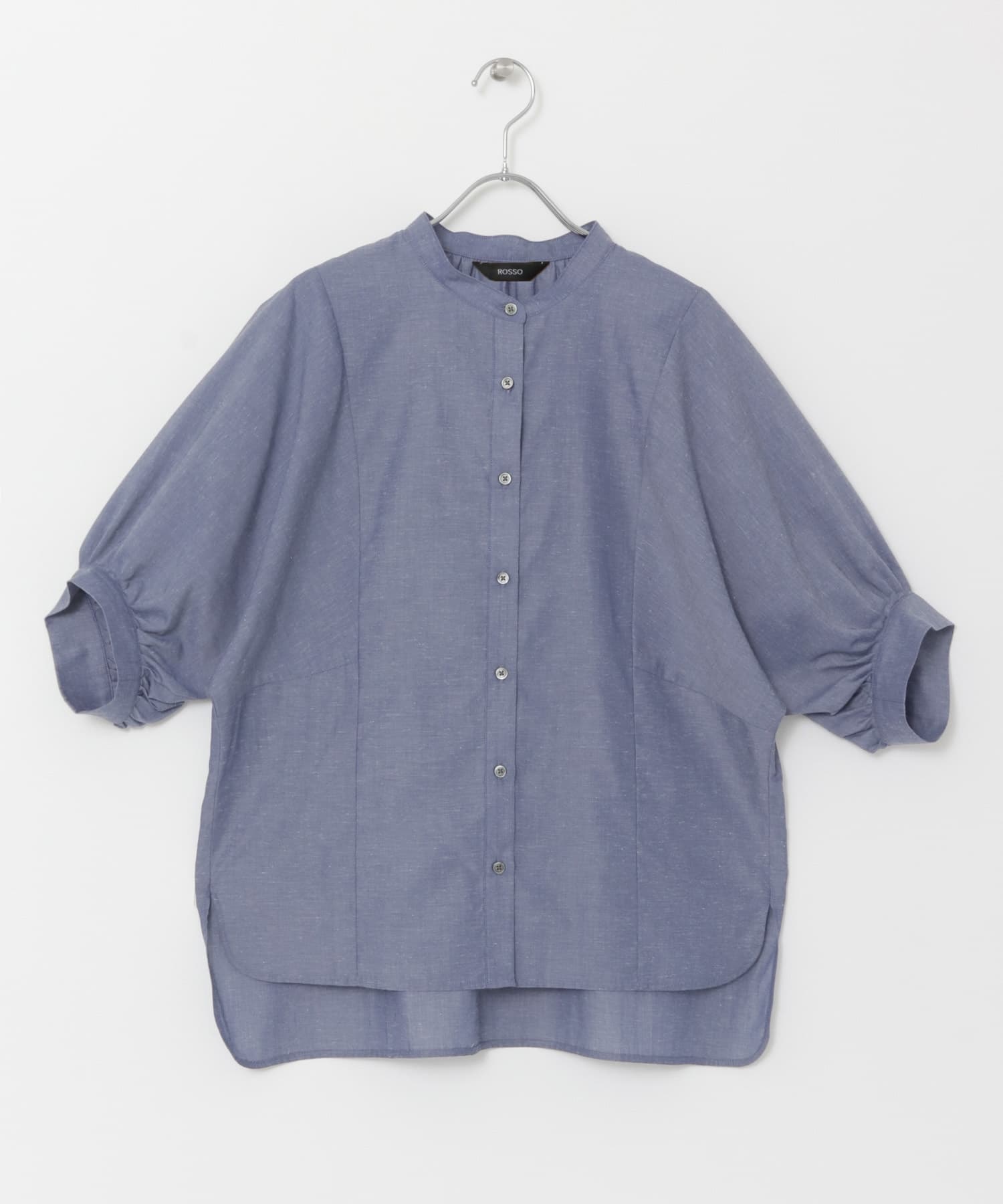 UR TECH 涼感亞麻蓬袖襯衫(淺藍色-FREE-BLUE)