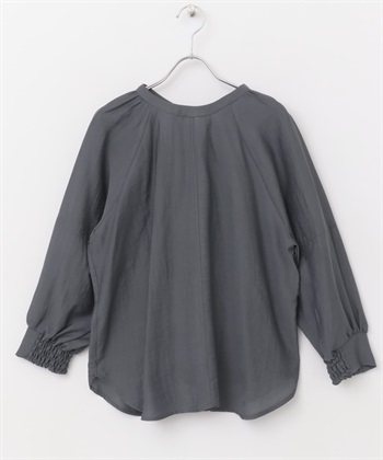 2WAY碎褶袖罩衫(炭灰色-FREE-CHARCOAL GRAY)