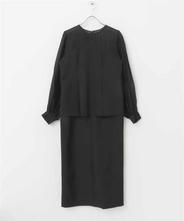 F by ROSSO 透膚拼接設計洋裝(黑色-FREE-BLACK)