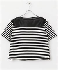 F by ROSSO 透膚拼接橫紋上衣(黑色-FREE-BLACK)