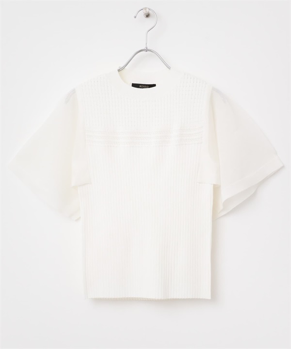 手帕袖羅紋針織衫(米白色-FREE-OFF WHITE)