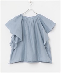 絲棉傘狀袖罩衫(薩克斯藍-FREE-LIGHT BLUE)