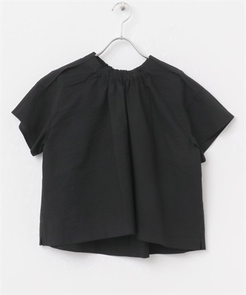 泡泡紗碎褶短版罩衫(黑色-FREE-BLACK)