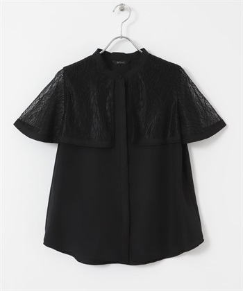 可水洗蕾絲斗篷罩衫(黑色-FREE-BLACK)