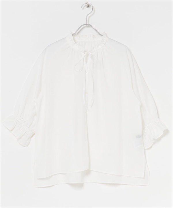 涼感微透膚荷葉邊罩衫(米白色-FREE-OFF WHITE)