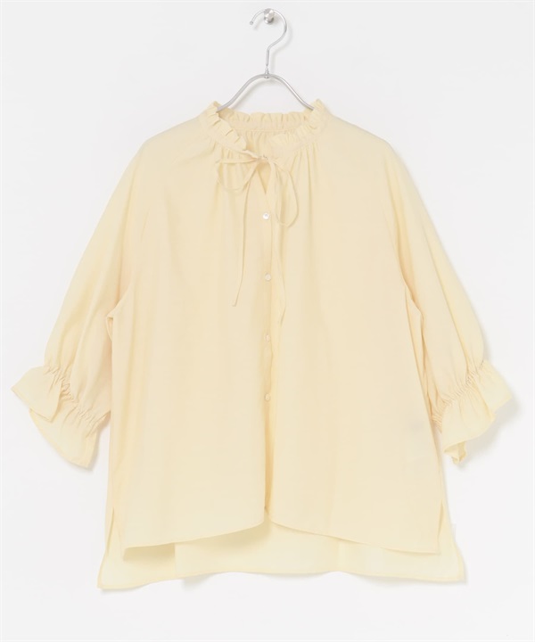 涼感微透膚荷葉邊罩衫(黃色-FREE-YELLOW)