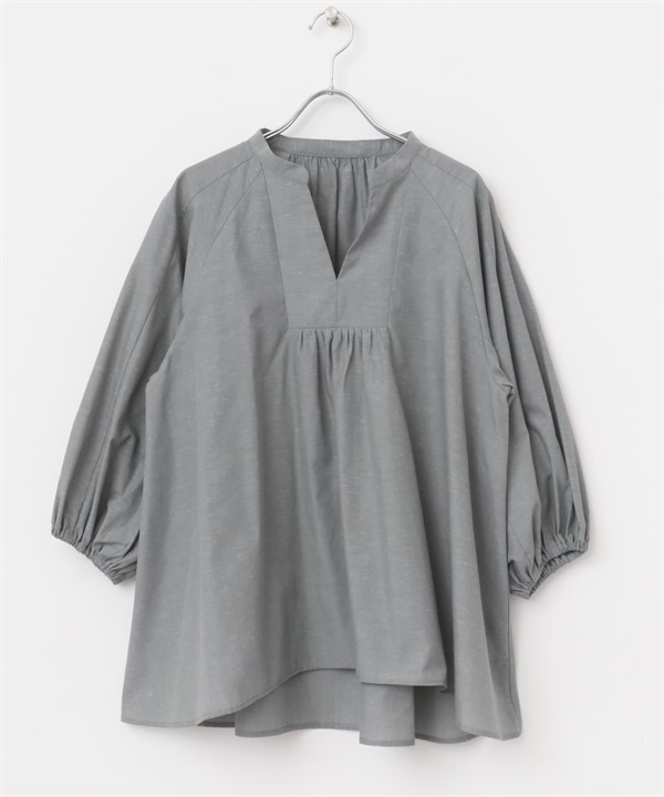 F by ROSSO / UR TECH 亞麻蓬袖罩衫(灰色-FREE-GRAY)