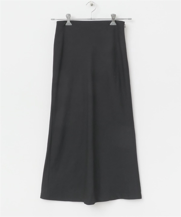 日本製涼感混麻料斜裁長裙(炭灰色-38-CHARCOAL GRAY)