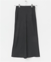 日本製涼感混麻料斜裁長裙(炭灰色-38-CHARCOAL GRAY)