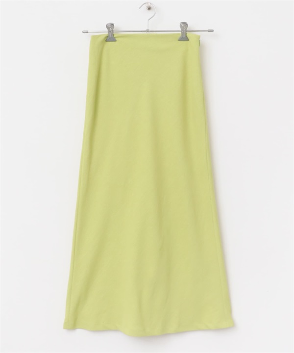 日本製涼感混麻料斜裁長裙(萊姆黃-38-其他綠色)