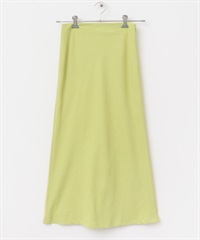 日本製涼感混麻料斜裁長裙(萊姆黃-38-其他綠色)