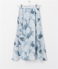 前後2WAY大理石印花傘狀裙(藍色-38-BLUE)