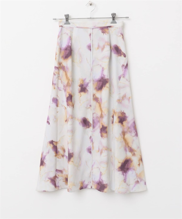 前後2WAY大理石印花傘狀裙(粉紅色-38-PINK)