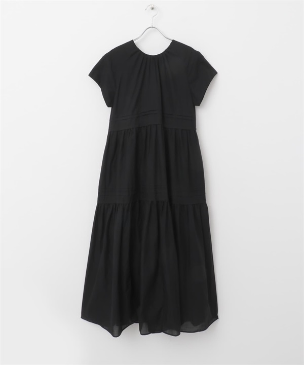 F by ROSSO 棉質巴里紗打褶蛋糕洋裝(黑色-36-BLACK)