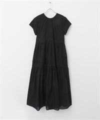 F by ROSSO 棉質巴里紗打褶蛋糕洋裝(黑色-36-BLACK)