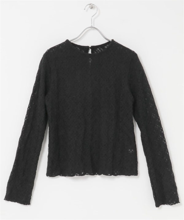 F by ROSSO 彈性起毛蕾絲套衫(黑色-FREE-BLACK)