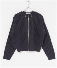 F by ROSSO 鏤空織紋拉鍊開襟衫(藏青色-FREE-NAVY)