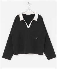 針織橄欖球衫(黑色-FREE-BLACK)