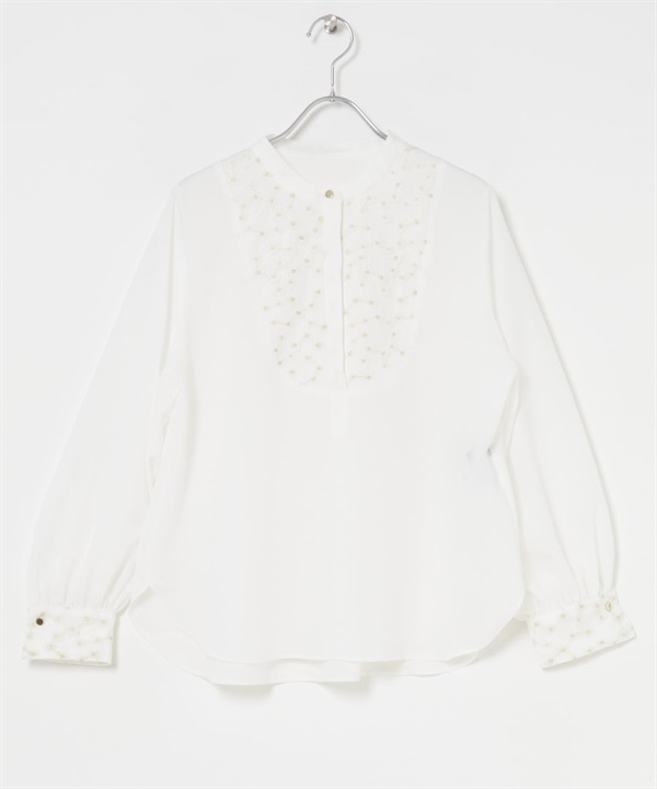 可水洗花樣刺繡蕾絲罩衫(米白色-FREE-OFF WHITE)