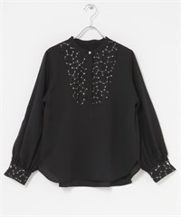 可水洗花樣刺繡蕾絲罩衫(黑色-FREE-BLACK)