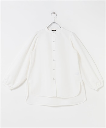 立領蓬袖襯衫(白色-FREE-WHITE)