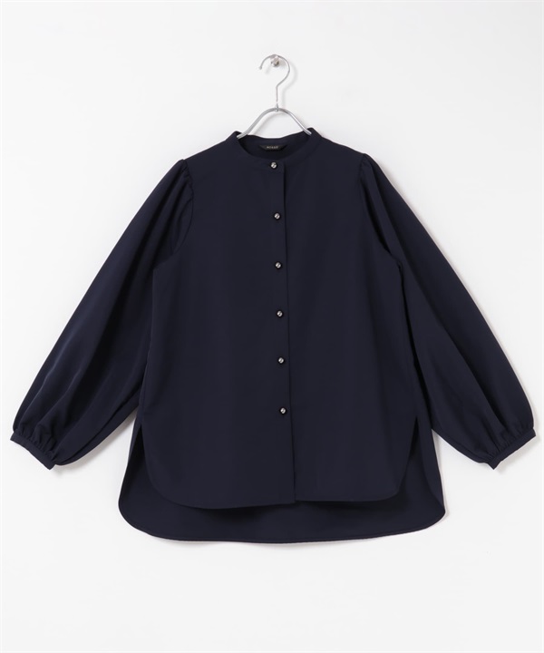 立領蓬袖襯衫(藏青色-FREE-NAVY)