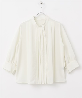 打褶鈕扣設計罩衫(米白色-FREE-OFF WHITE)