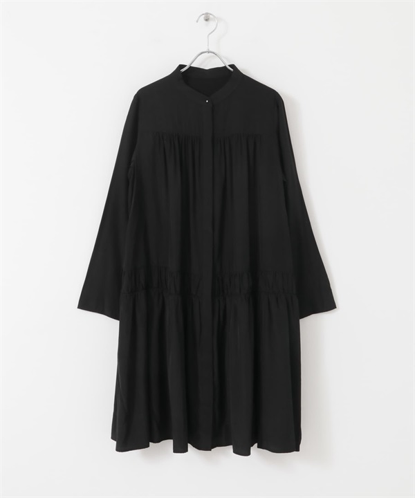 明暗格紋迷你洋裝(黑色-FREE-BLACK)