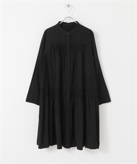 明暗格紋迷你洋裝(黑色-FREE-BLACK)